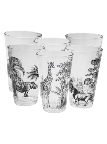 Ard'time 6-delige set: glazen "Savana" transparant/zwart - 350 ml