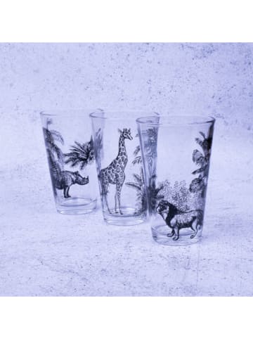 Ard'time 6er-Set: Gläser "Savana" in Transparent/ Schwarz - 350 ml