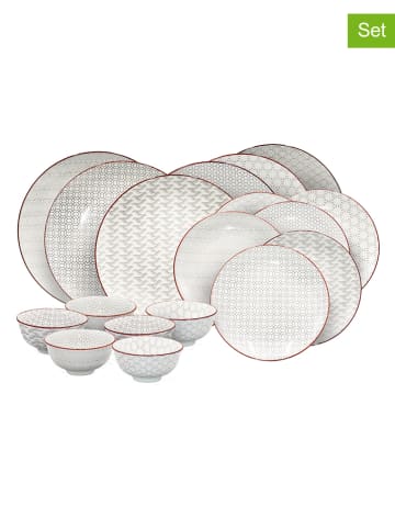 Ard'time 18tlg. Kombiservice "Slow" in Weiß/ Grau