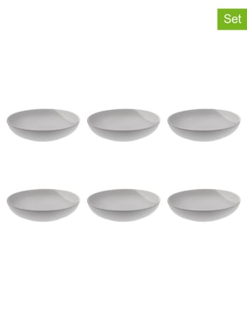 Ard'time 6-delige set: soepborden "Terre De Sienne" grijs/wit - Ø 22 cm
