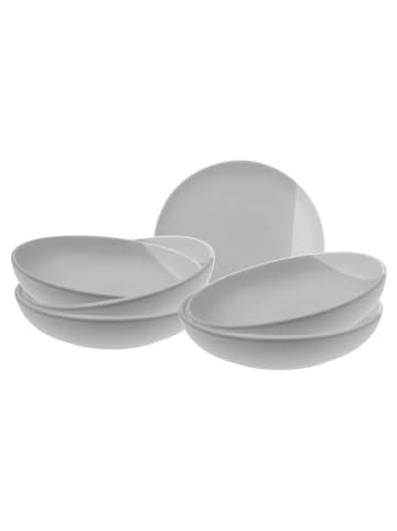 Ard'time 6-delige set: soepborden "Terre De Sienne" grijs/wit - Ø 22 cm