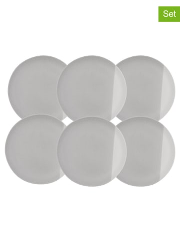 Ard'time 6er-Set: Dessertteller "Terre de Sienne" in Grau/ Weiß - Ø 20 cm