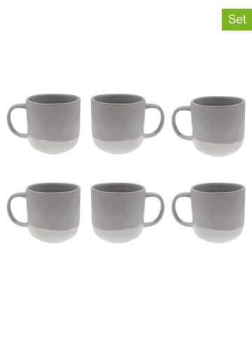 Ard'time 6-delige set: koppen "Terre de Sienne" grijs/wit - 310 ml