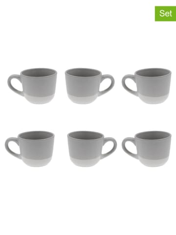 Ard'time 6-delige set: koppen "Terre de Sienne" grijs/wit - 250 ml