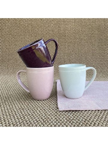 Ard'time 6-delige set: koffiekoppen "Terra" crème/paars/lichtroze - (H)10,5 x Ø 9,5 cm