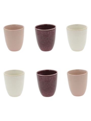 Ard'time 6er-Set: Kaffeebecher "Terra" in Lila/ Creme/ Rosa - (H)8,5 x Ø 7 cm