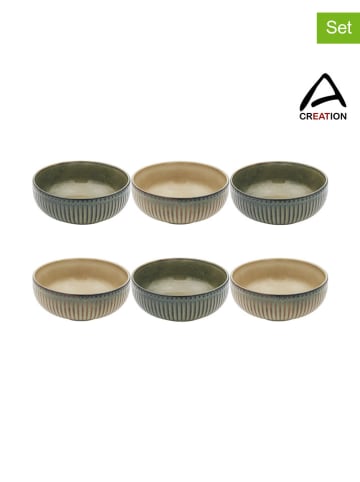 Ard'time 6-delige set: kommen "Terralha" beige/groen - Ø 15,3 cm