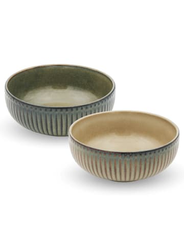 Ard'time 6er-Set: Schalen "Terralha" in Beige/ Grün - Ø 15,3 cm