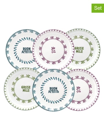 Ard'time 6-delige set: dessertborden "Trattoria" wit/meerkleurig - Ø 20,5 cm