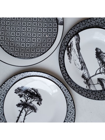 Ard'time 6er-Set: Speiseteller "Villa Les Pins" in Schwarz/ Weiß - Ø 27 cm