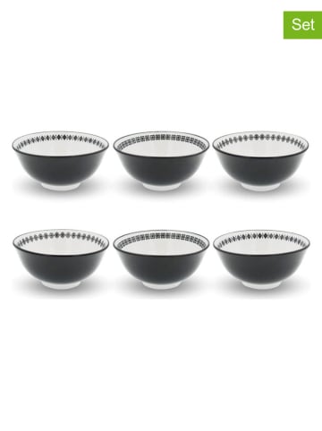 Ard'time 6er-Set: Schalen "Villa Les Pins" in Schwarz - Ø 15 cm