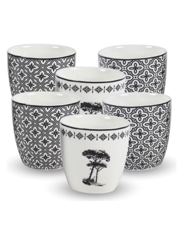 Ard'time 6er-Set: Becher "Villa Les Pins" in Weiß/ Schwarz - 200 ml
