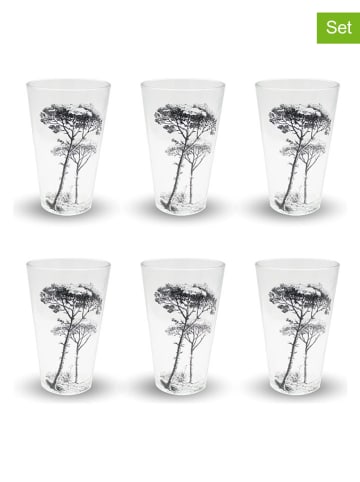 Ard'time 6er-Set: Gläser "Villa Les Pins" in Transparent/ Schwarz - 350 ml