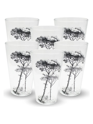 Ard'time 6-delige set: glazen "Villa Les Pins" transparant/zwart - 350 ml