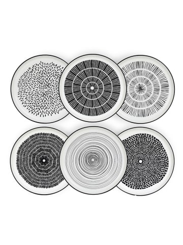 Ard'time 6-delige set: dinerborden "Yucatan" wit/zwart - Ø 26,5 cm