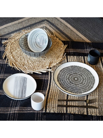 Ard'time 6er-Set: Speiseteller "Yucatan" in Weiß/ Schwarz - Ø 26,5 cm
