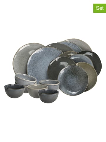 Ard'time 18tlg. Kombiservice "Zao" in Grau/ Blau