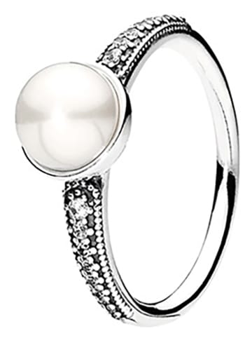 Pandora Zilveren ring met zirkonia's en parel