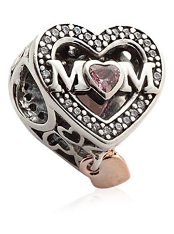Pandora Zilveren bead "Mom & Heart" met cabochon en zirkonia