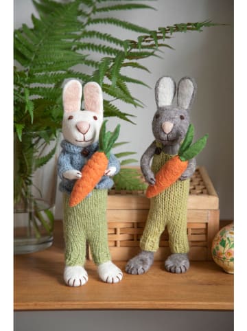 Gry & Sif Decofiguur ''Bunny'' grijs/groen - (L)27 cm