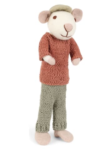 Gry & Sif Decofiguur "Mouse" wit/groen/lichtbruin - (L)27 cm