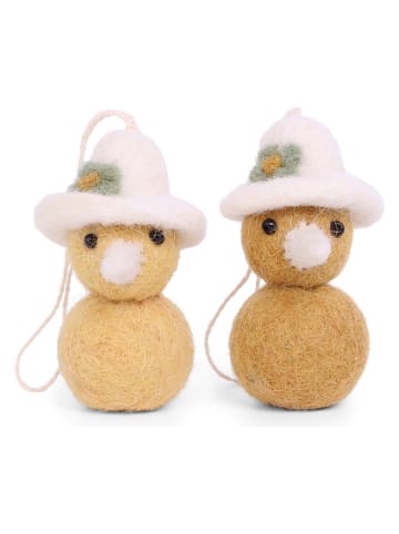 Gry & Sif Zawieszki dekoracyjne (2 szt.) "Chickens" w kolorze żółtym - dł. 5,5 cm