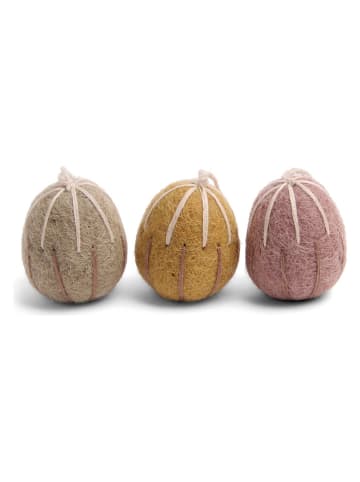 Gry & Sif 3-delige set: decohanger ''Eggs'' beige/geel/lichtroze - (H)3,75 x Ø 3 cm