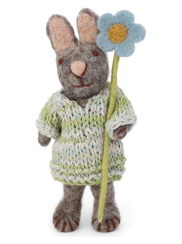 Gry & Sif Decofiguur ''Bunny'' grijs/groen - (L)13 cm