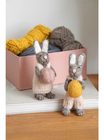 Gry & Sif Figurka dekoracyjna "Bunny" w kolorze szaro-białym - dł. 14 cm