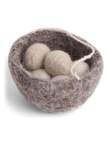 Gry & Sif Deco-object ''Nest'' grijs/beige - Ø 6,5 cm