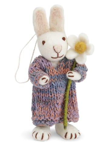 Gry & Sif Decofiguur ''Bunny'' wit/blauw/lichtroze - (L)14 cm