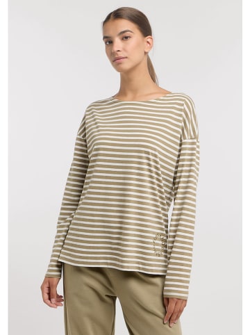 ELBSAND Longsleeve "Tooske" in Taupe/ Weiß