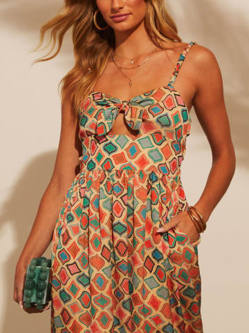 Milan Kiss Kleid in Beige/ Grün/ Orange