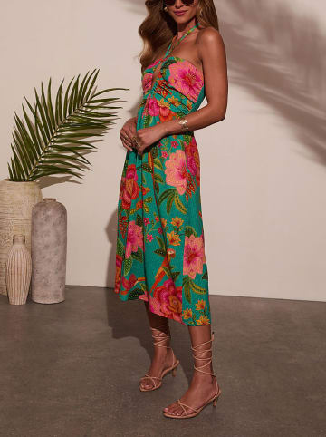 Milan Kiss Kleid in Grün/ Koralle