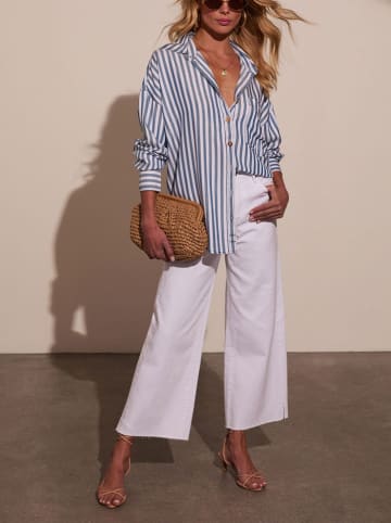 Milan Kiss Bluse in Blau/ Weiß