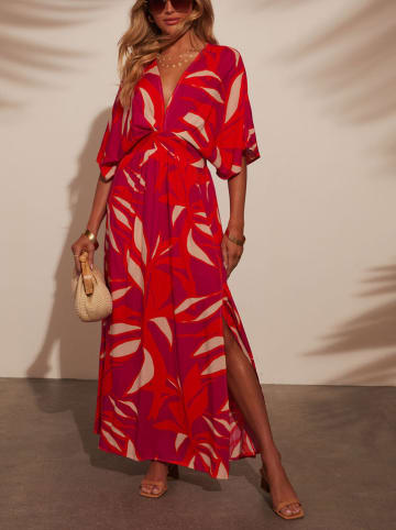 Milan Kiss Sukienka w kolorze różowo-czerwono-beżowym