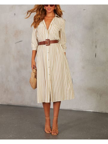 Milan Kiss Kleid in Beige/ Weiß