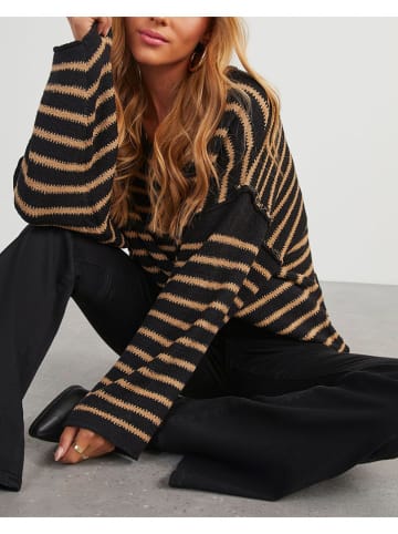 Milan Kiss Pullover in Hellbraun/ Schwarz