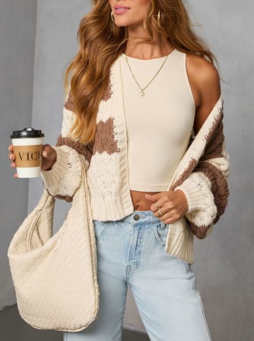 Milan Kiss Cardigan in Creme/ Braun
