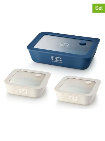 Monbento 3-delige set: lunchboxen blauw/wit