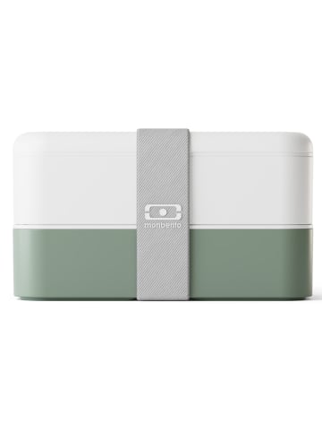 Monbento Lunchbox "Leaves" in Weiß/ Grün - 1 l
