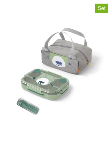 Monbento 6-częściowy zestaw "Bear" w kolorze szaro-zielonym