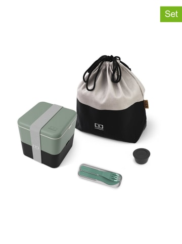 Monbento 7-częściowy zestaw w kolorze czarno-zielonym na lunch