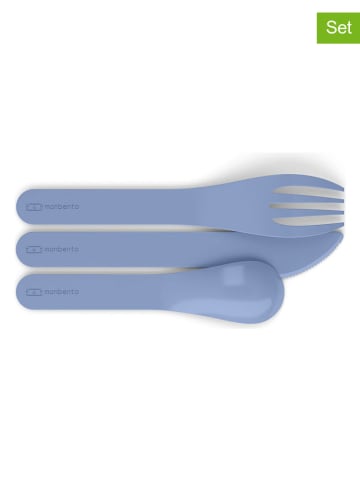 Monbento 4tlg. Set: Besteck in Blau/ Hellgrau
