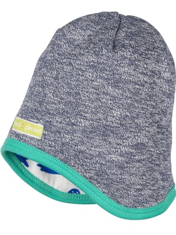 loud + proud Wendemütze in Grau/ Blau/ Weiß