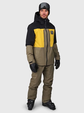 Brunotti Ski-/ Snowboardjacke "Aratin" in Khaki/ Schwarz/ Gelb