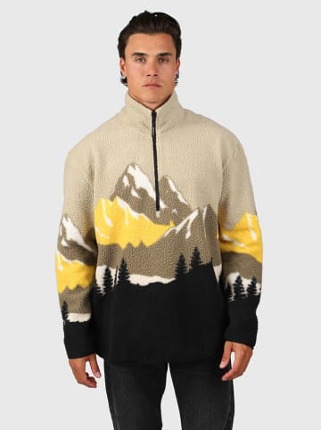 Brunotti Fleecepullover "Rodrigo-Print" in Beige/ Khaki/ Gelb