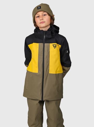 Brunotti Kurtka narciarska "Aratiny" w kolorze oliwkowo-czarno-żółtym