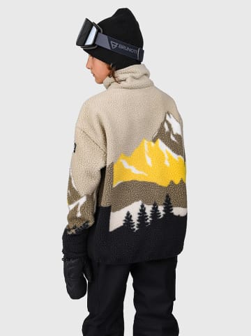 Brunotti Fleecepullover "Rodrigy-Print" in Khaki/ Beige/ Gelb
