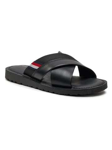 Tommy Hilfiger Shoes Leder-Pantoletten in Schwarz